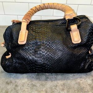 Halston Heritage Tan and Black Hobo Bag with Braided Handle